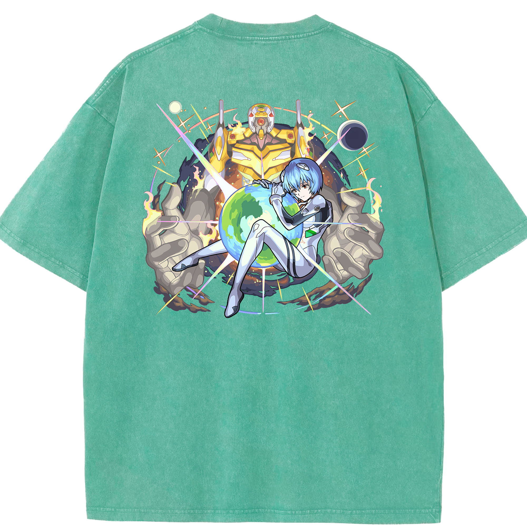 （画像用） EVA 新世紀エヴァンゲリオン 綿100% ヴィンテージ風 半袖Tシャツ（背面プリント）